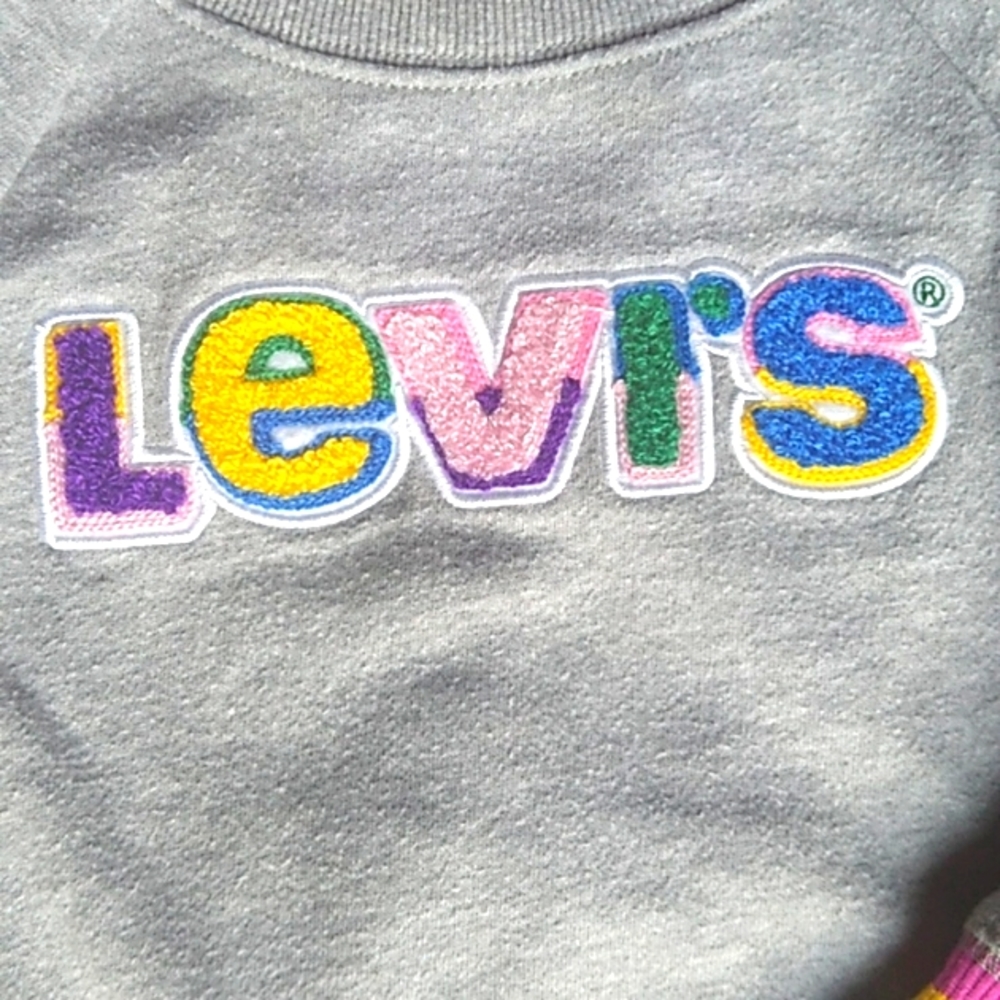 Levi's Sweatshirt. Gray with Crayola Rainbow Colored Accents Sx 4 (xs) - Picture 3 of 5